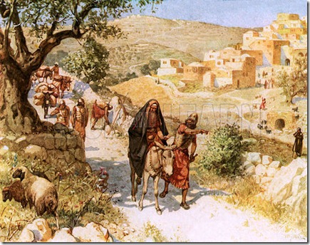 David, fleeing from Jerusalem, is cursed by Shimei.  William Hole, Old Testament History (Eyre and Spottiswoode, c 1925 )